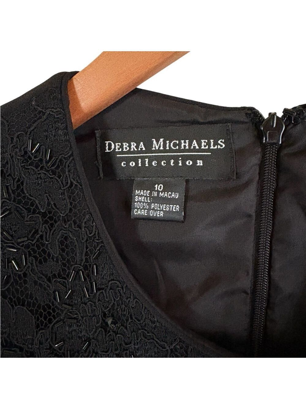 Debra Michaels Collection-size 10 black beaded lace midi dress. Beautiful! EUC!